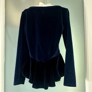 Kids Velvet Dance Leotard in Navy Blue